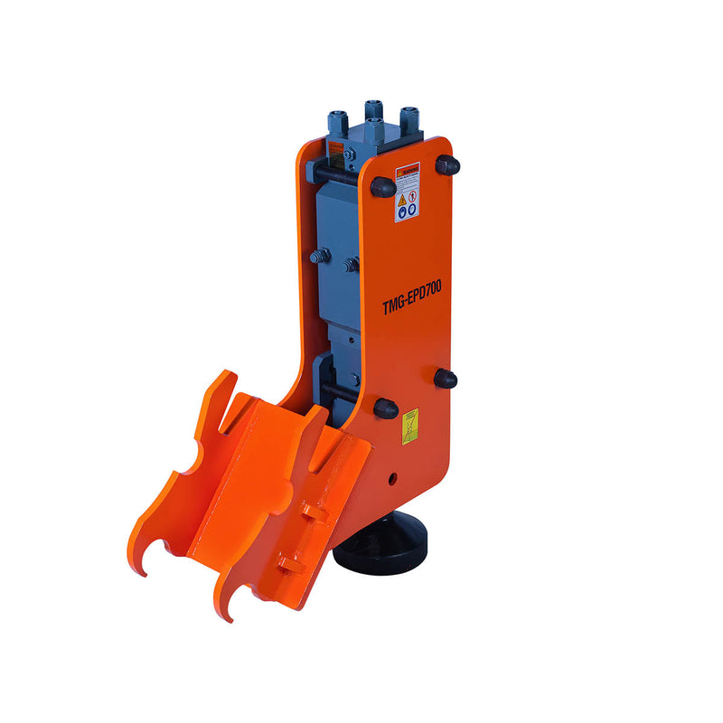 TMG Industrial Excavator Hydraulic Post Pounder, 700 Ft-lb Energy Class, 500-900 BPM,  8” Post Capacity, 4-7 Ton Excavator, TMG-EPD700