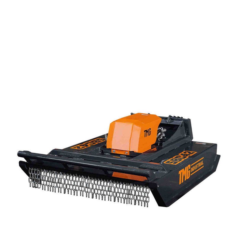 TMG Industrial Mini Skid Steer Rotary Brush Cutter, 42” Cut Width, 2-½” Capacity, Hydraulic Motor, Toro Style Mount Plate,TMG-SBC42