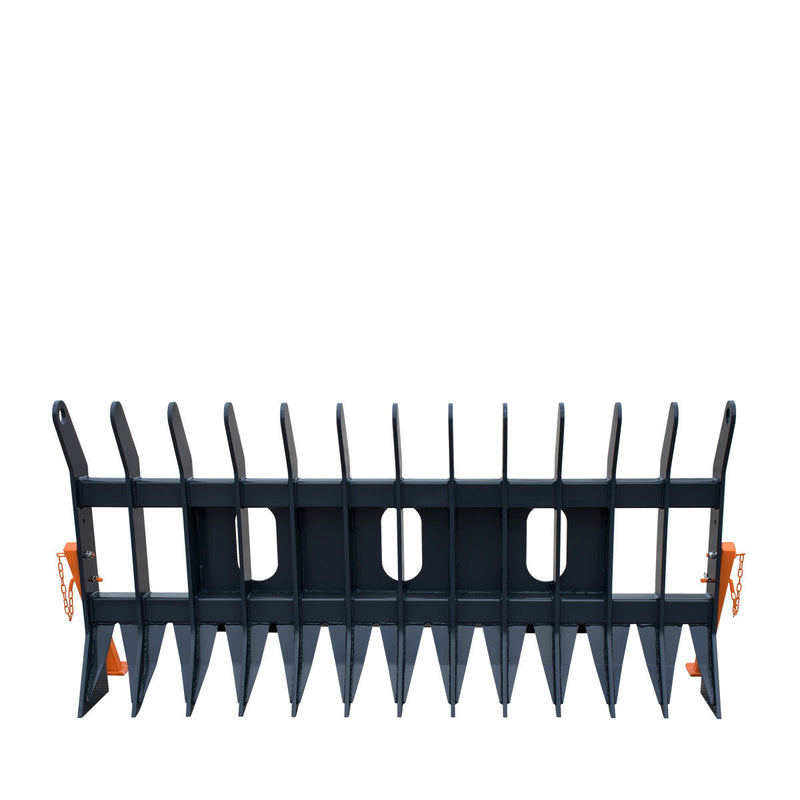 TMG Industrial 72” Skid Steer Root Debris Rake Attachment, Universal Mount, 6” Tine Spacing, 30-50 HP Skid Steers, TMG-SDR72