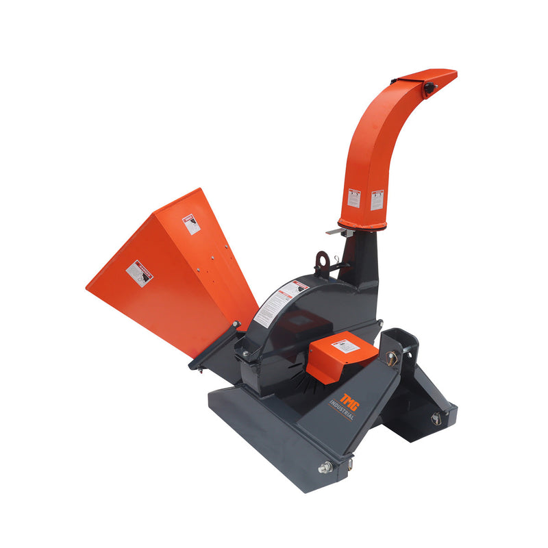 TMG Industrial Sub Compact 3-Point Wood Chipper, 4" Chipping Capacity, Category 1 Hookup, 30-50 HP Tractor, PTO Shaft Included, TMG-WC42